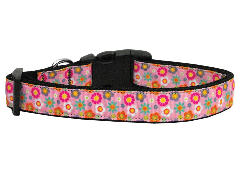 Pet Dog & Cat Nylon Collar or Leash, "Pink Spring Flowers"