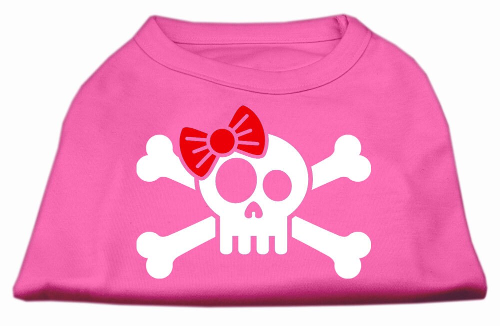 Pet Dog & Cat Shirt Screen Printed, "Skull Crossbones Bow"