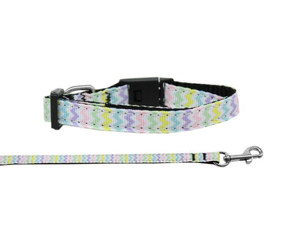 Pet Dog & Cat Nylon Collar or Leash, "Spring Chevron"