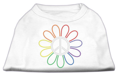 Pet Dog & Cat Shirt Rhinestone, "Rainbow Flower Peace Sign"