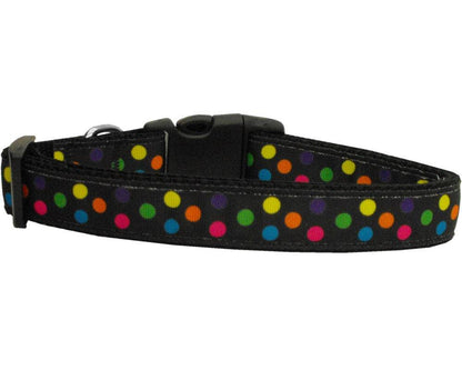 Pet Dog & Cat Nylon Collar or Leash,  "Black Multi Dot"