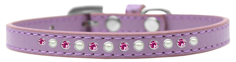 Dog, Puppy and Pet Fashion Collar, "Pearl & Pink Crystals"