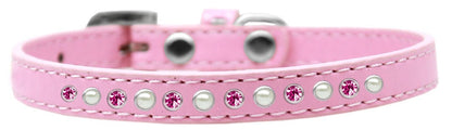 Dog, Puppy and Pet Fashion Collar, "Pearl & Pink Crystals"