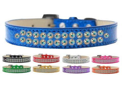 Dog, Puppy & Pet Ice Cream  Collar, "Two Row Aurora Borealis Crystal Rimsets"