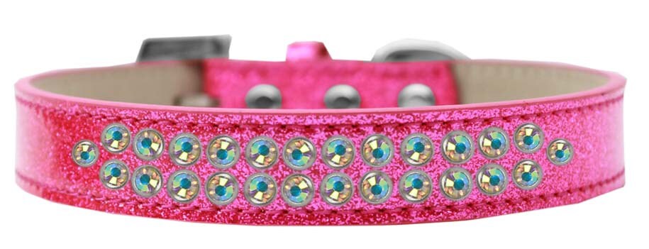 Dog, Puppy & Pet Ice Cream  Collar, "Two Row Aurora Borealis Crystal Rimsets"