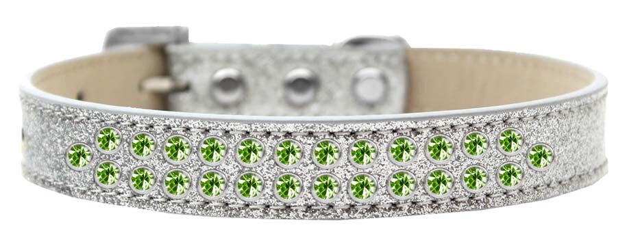 Dog, Puppy & Pet Ice Cream  Collar, "Two Row Lime Green Crystal Rimsets"