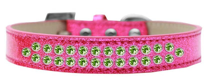 Dog, Puppy & Pet Ice Cream  Collar, "Two Row Lime Green Crystal Rimsets"