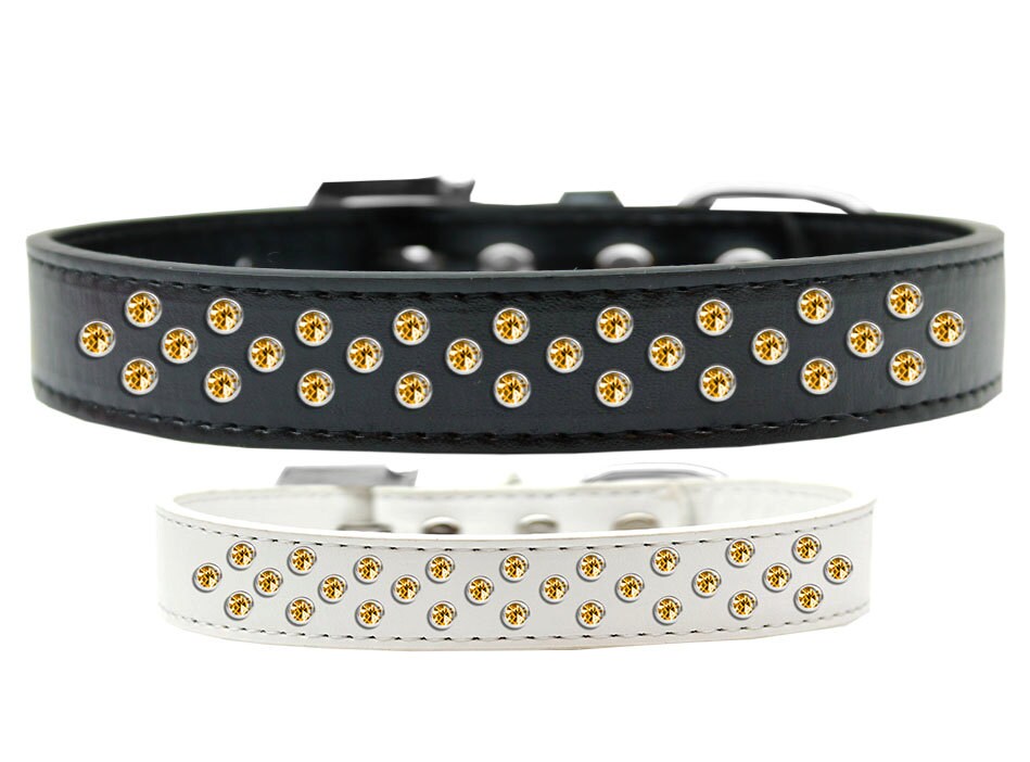 Dog, Puppy & Pet Fashion  Collar, "Yellow Crystal Rimsets Sprinkles"