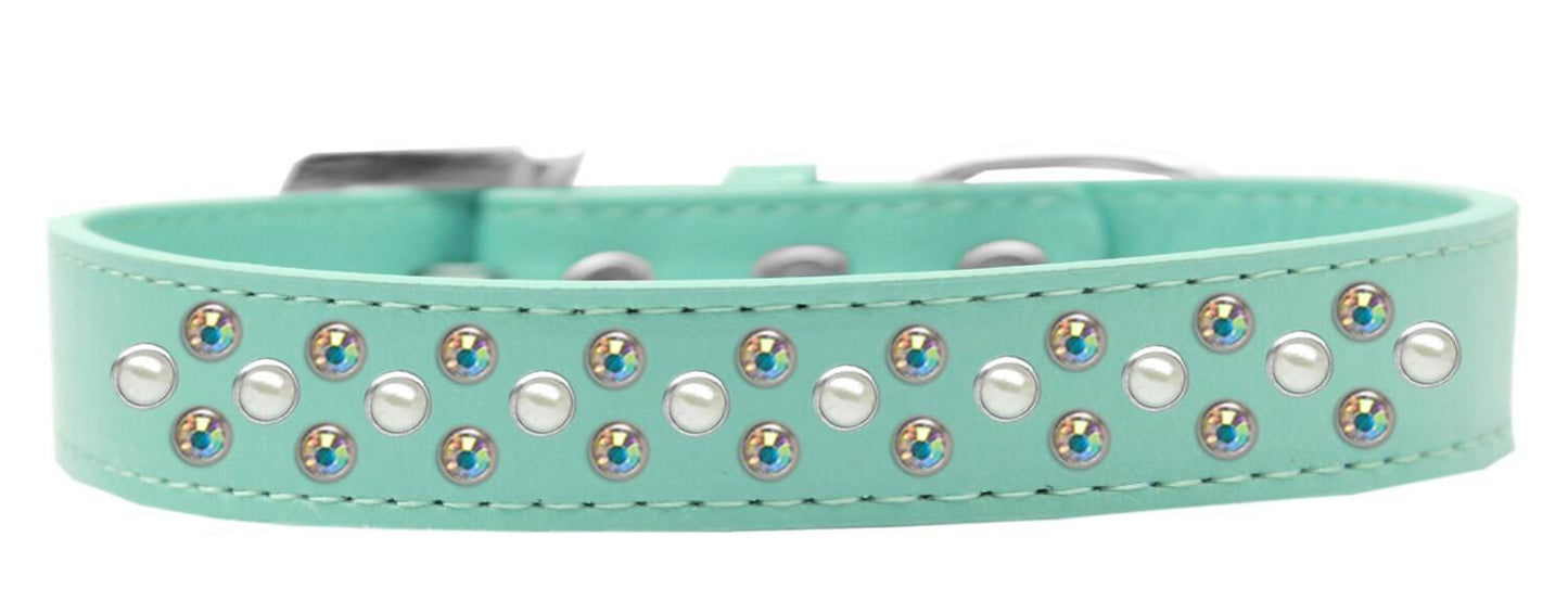 Dog, Puppy & Pet Fashion  Collar, "Pearl and Aurora Borealis Crystal Rimsets Sprinkles"