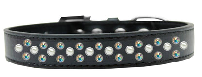 Dog, Puppy & Pet Fashion  Collar, "Pearl and Aurora Borealis Crystal Rimsets Sprinkles"