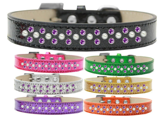 Dog, Puppy & Pet Ice Cream  Collar, "Pearl and Purple Crystal Rimsets Sprinkles"