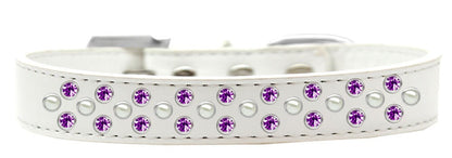 Dog, Puppy & Pet Fashion  Collar, "Pearl and Purple Crystal Rimsets Sprinkles"