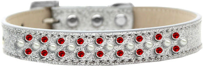 Dog, Puppy & Pet Ice Cream  Collar, "Pearl and Red Crystal Rimsets Sprinkles"