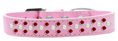 Dog, Puppy & Pet Fashion  Collar, "Pearl and Red Crystal Rimsets Sprinkles"