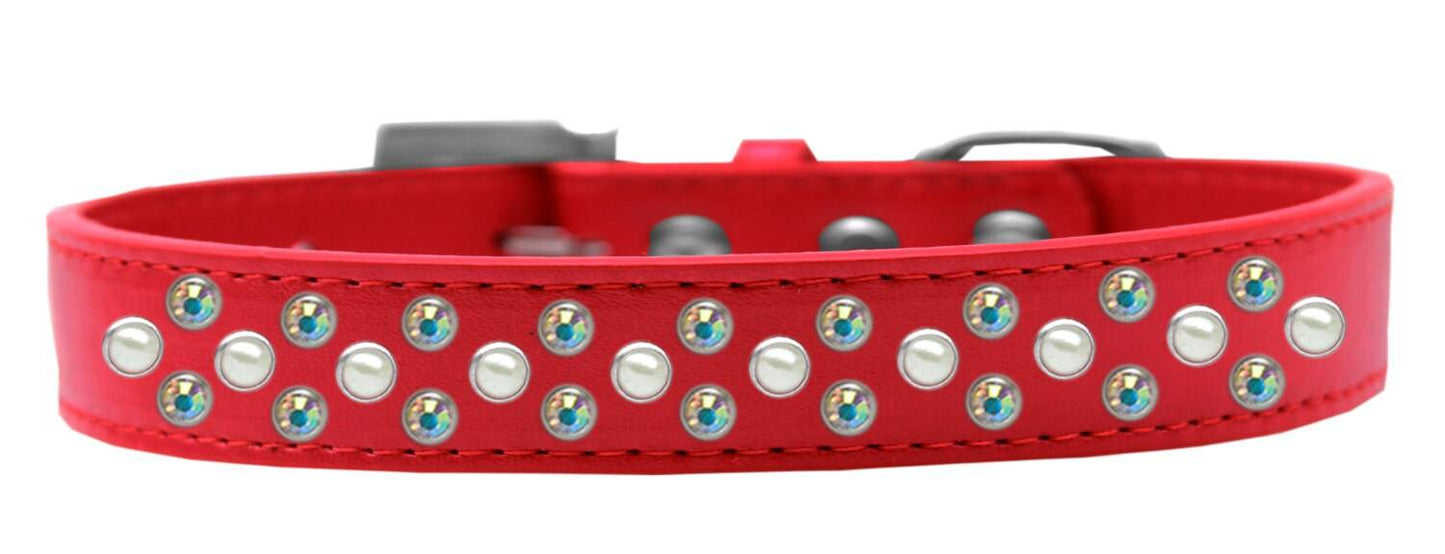 Dog, Puppy & Pet Fashion  Collar, "Pearl and Aurora Borealis Crystal Rimsets Sprinkles"