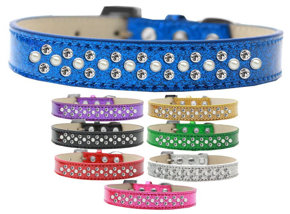 Dog, Puppy & Pet Ice Cream  Collar, "Pearl and Clear Crystal Rimsets Sprinkles"