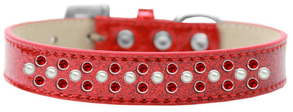 Dog, Puppy & Pet Ice Cream  Collar, "Pearl and Red Crystal Rimsets Sprinkles"