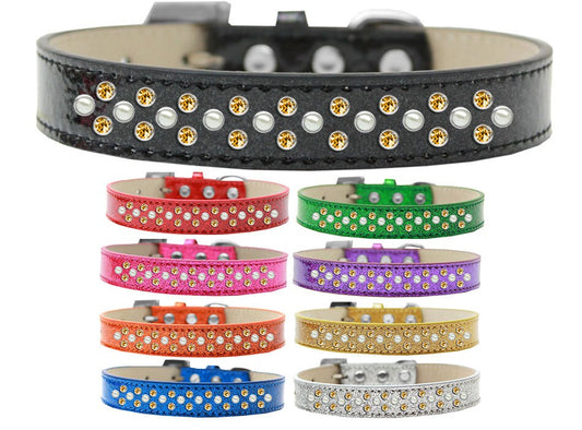 Dog, Puppy & Pet Ice Cream  Collar, "Pearl and Yellow Crystal Rimsets Sprinkles"