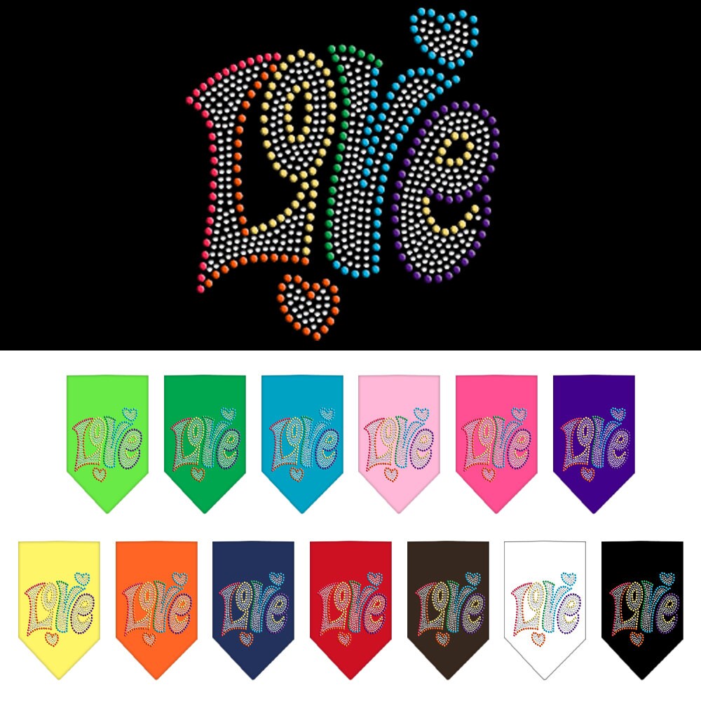 Pet and Dog Bandana Rhinestone, "Love"