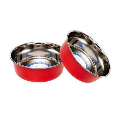 Country Living Set of 2 Heavy Gauge Stainless Steel Dog Bowls - Non-Skid, Durable & Rust-Resistant, Perfect for Food & Water