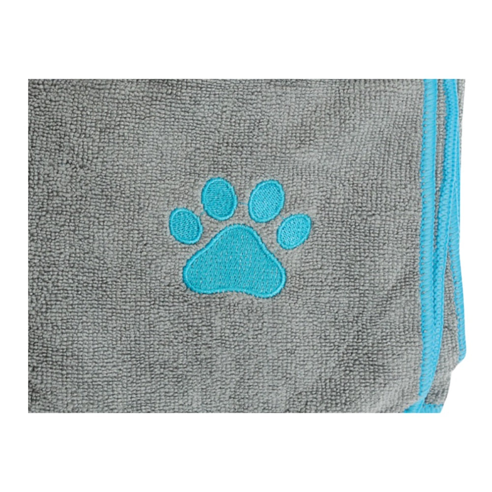 Country Living Large Gray and Teal Microfiber Dog Bath Towel